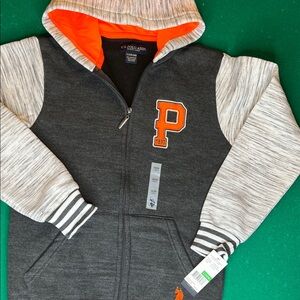 NWT U.S. Polo Assn. Kids Charcoal and Heather Hoodie L (14/16) 356